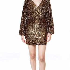 Sequin Surplice Mini Dress