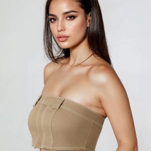 Super Cropped Button-Front Tube Top