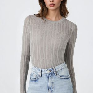 Fitted Ribbed Knit Sweater