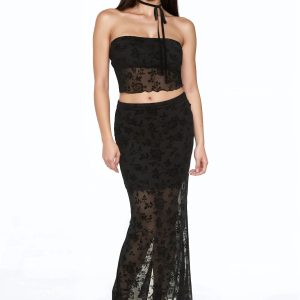 Floral Lace Tube Top & Skirt Set