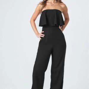 Flounce Wide-Leg Tube Jumpsuit