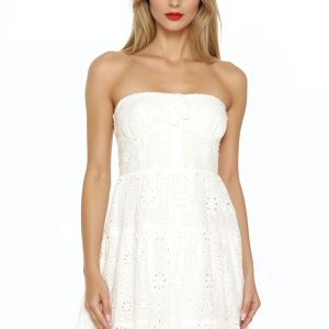 Strapless Eyelet Bustier Mini Dress