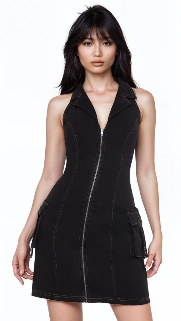 Denim Halter Mini Dress