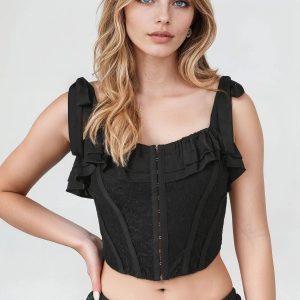 Lace Tie-Strap Corset Top