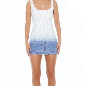 Gradient Denim Tank Mini Dress
