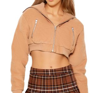 Cropped Corduroy Puffer Jacket
