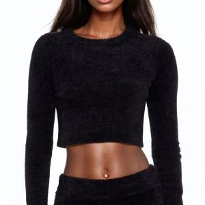 Fuzzy Knit Cropped Sweater