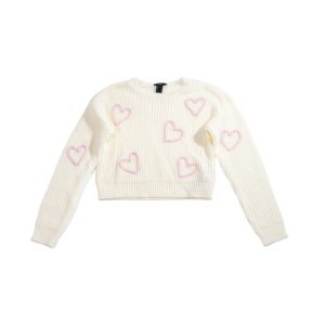 Girls Cropped Heart Knit Sweater