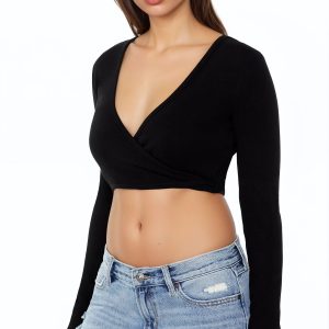 Surplice Crop Wrap Top