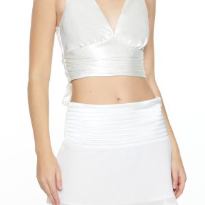 Satin Tie-Back Bow Crop Top
