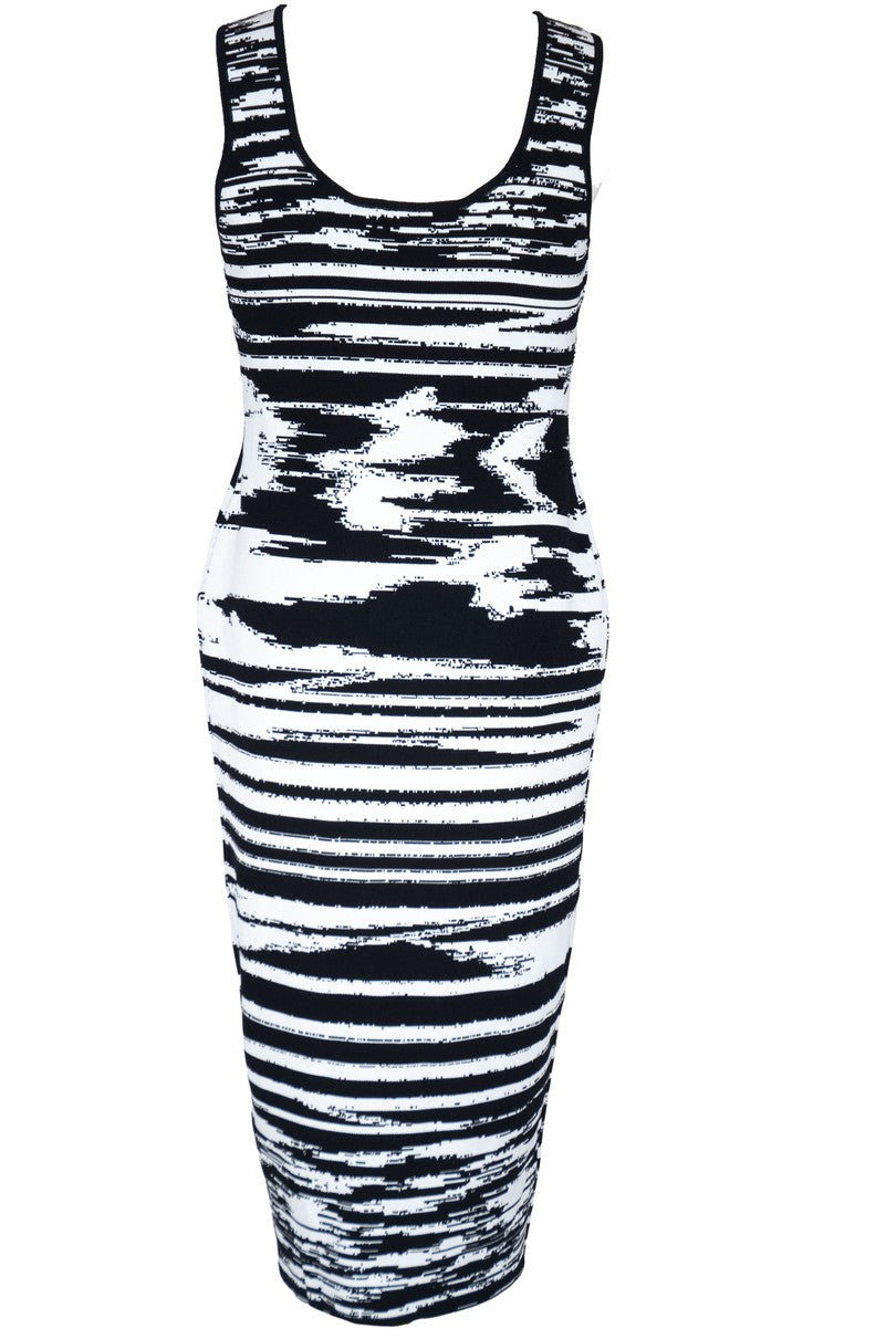 Plus Size Abstract-Striped Midi Dress - Image 2
