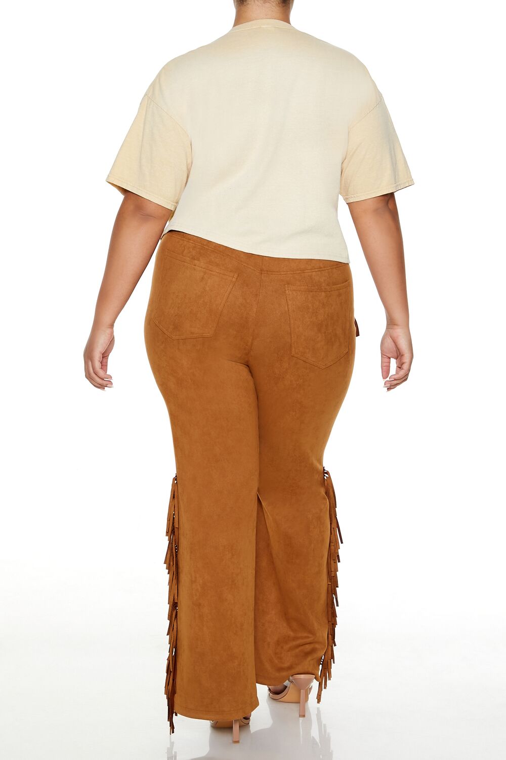 Plus Size Faux Suede Fringe Pants - Image 4
