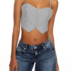 Pinstriped Cropped Cami