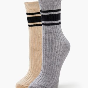 Varsity-Striped Crew Socks Set - 2 pack