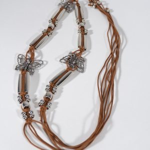 Braided Leather Butterfly Charm Belt