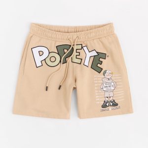 Popeye Applique Short - Tan