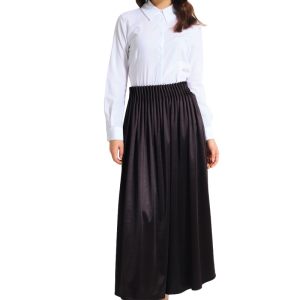 Black Waisted Pleated Midi Skirt - Skirt