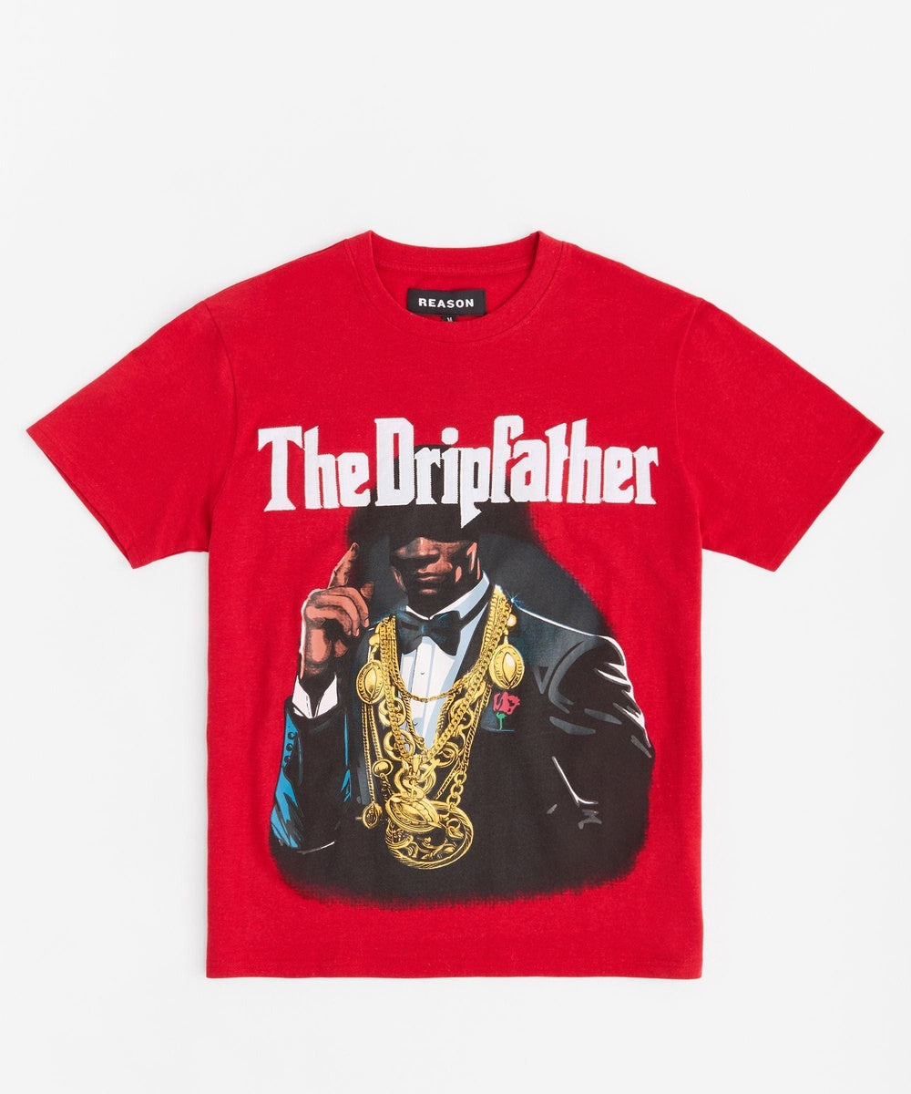Dripfather Applique Short Sleeve Tee - Red