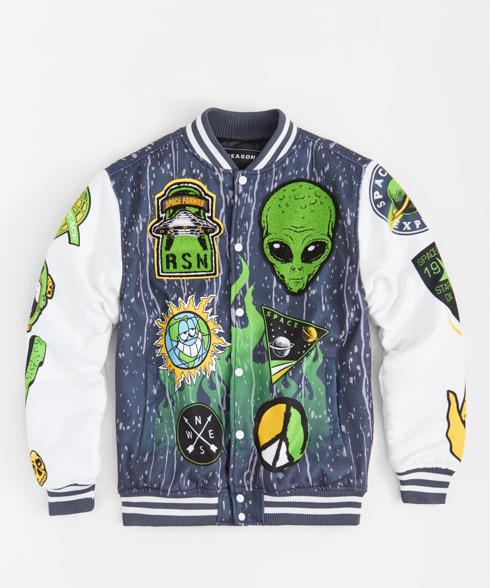 Space Defense Varsity Jacket - Grey