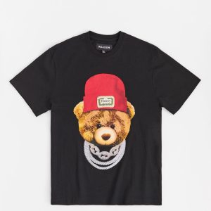 Teddy Rhinestone Short Sleeve Tee - Black