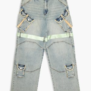 Reflective Striped Baggy Cargo Jeans