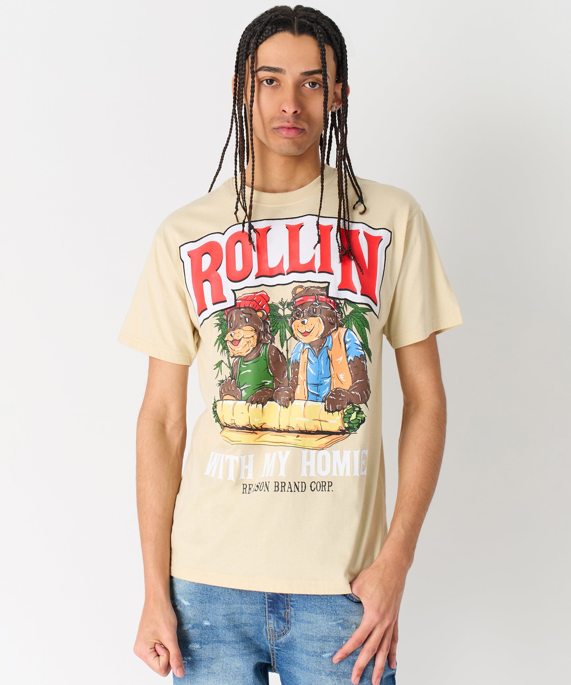 Cheech & Chong Rollin Homies Short Sleeve Tee - Khaki - Image 2