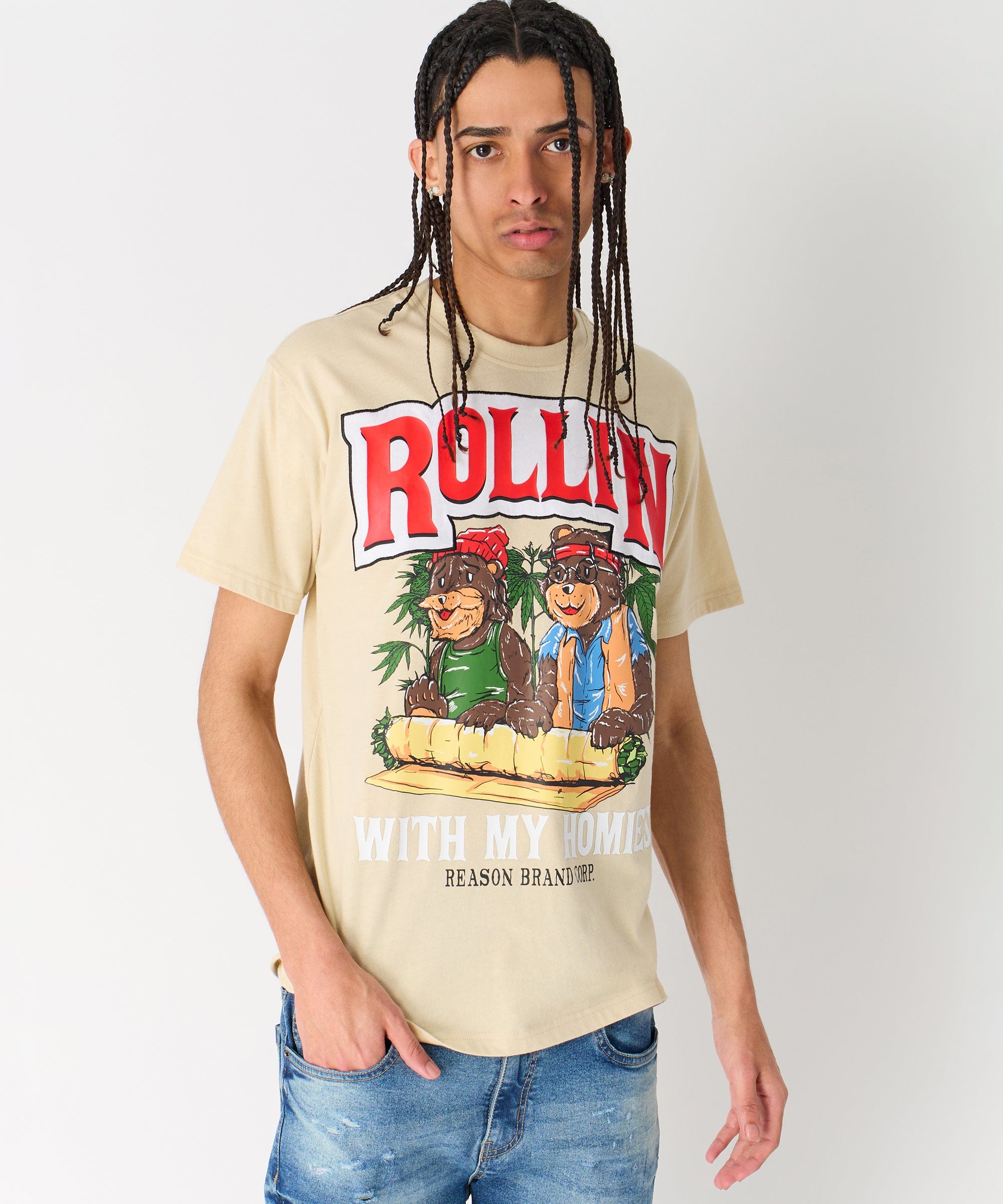 Cheech & Chong Rollin Homies Short Sleeve Tee - Khaki - Image 4