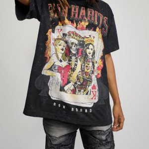 Bad Habits Washed Short Sleeve Tee - Black