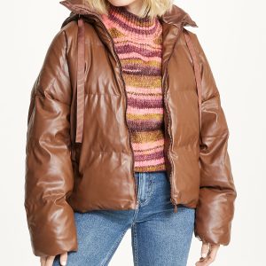 Vegan Leather Puffer Coat