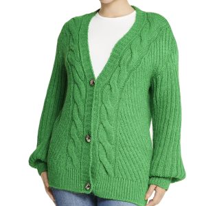 Deep V Cable Cardigan