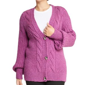 Deep V Cable Cardigan