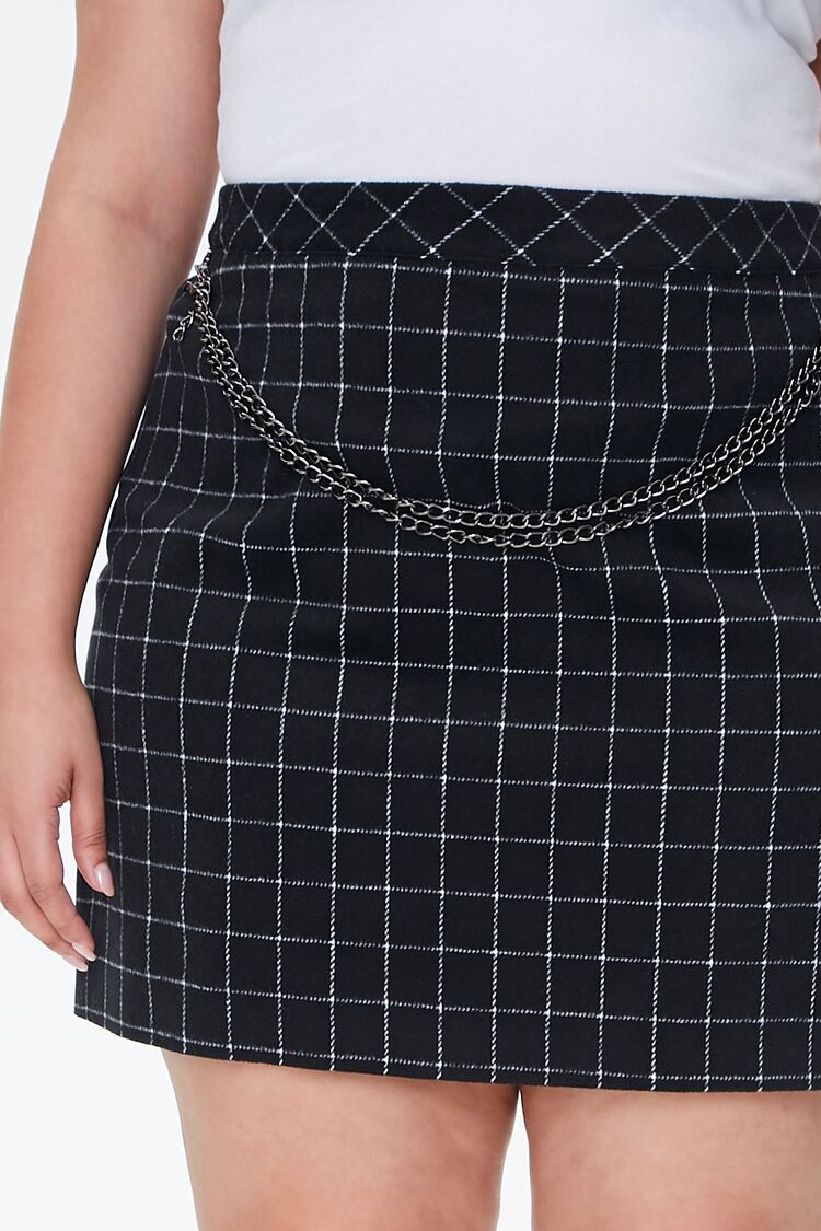 Plus Size Grid Print Mini Skirt - Image 5