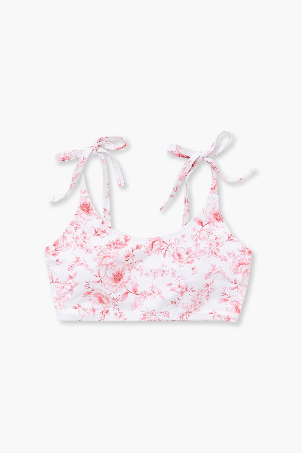 Plus Size Floral Print Self-Tie Bikini Top - Image 4