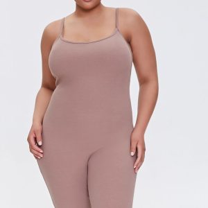 Plus Size Ribbed Cami Romper