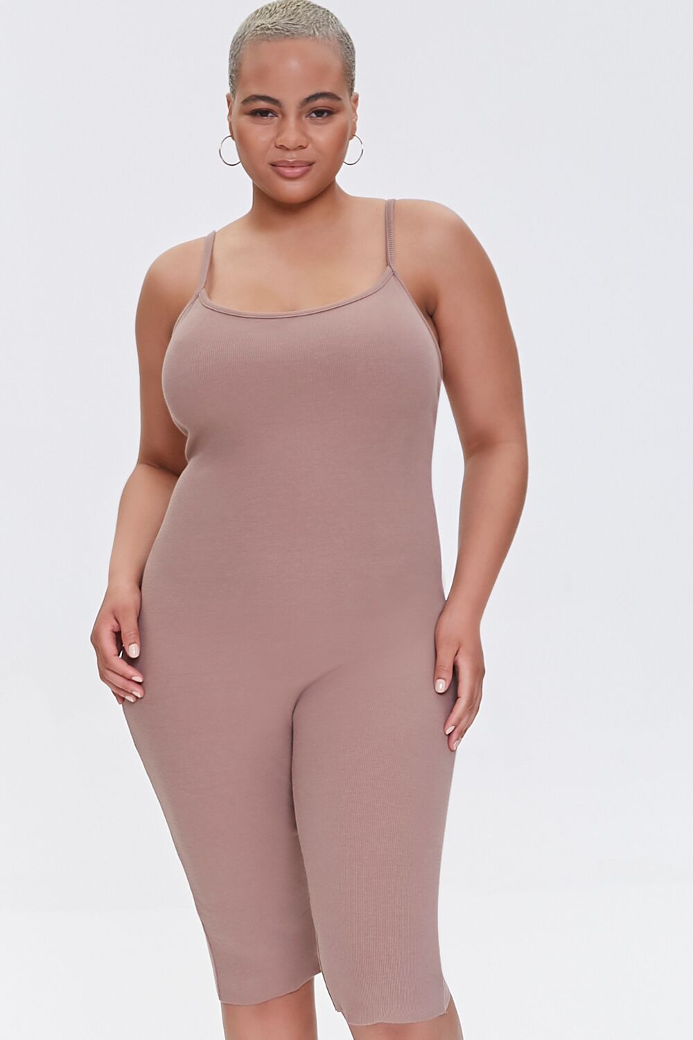 Plus Size Ribbed Cami Romper