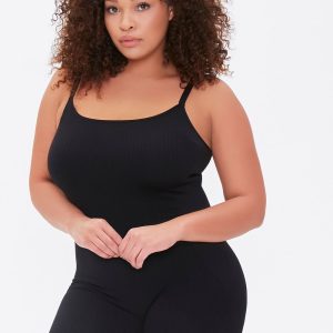 Plus Size Ribbed Cami Romper