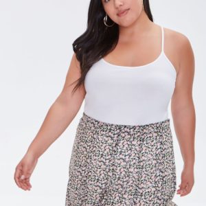 Plus Size Floral Print Mini Skirt