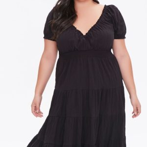 Plus Size Tiered Ruffle-Trim Dress