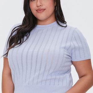 Plus Size Pointelle Sweater-Knit Tee