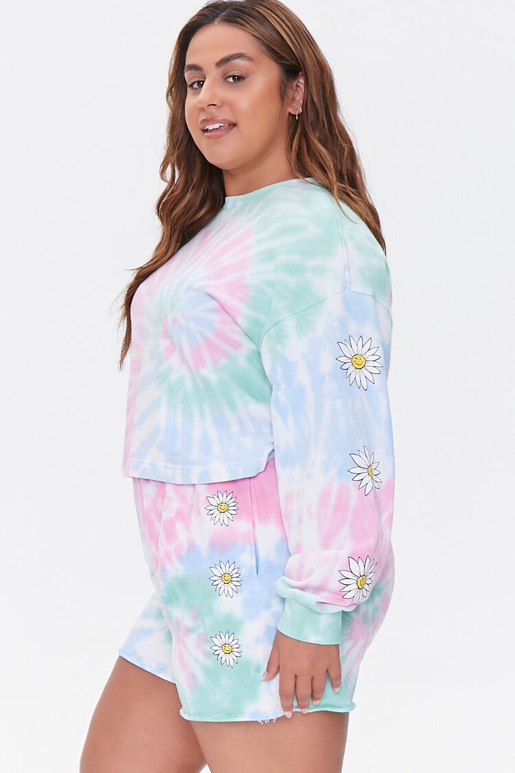 Plus Size Daisy Graphic Tie-Dye Pullover - Image 2