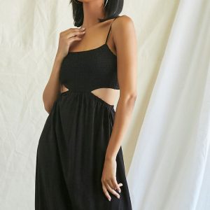 Smocked Cutout Maxi Dress