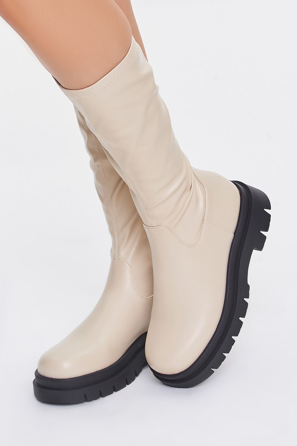 Faux Leather Calf-High Boots - Image 5