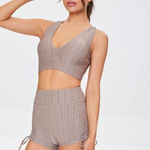 Active Honeycomb Drawstring Biker Shorts