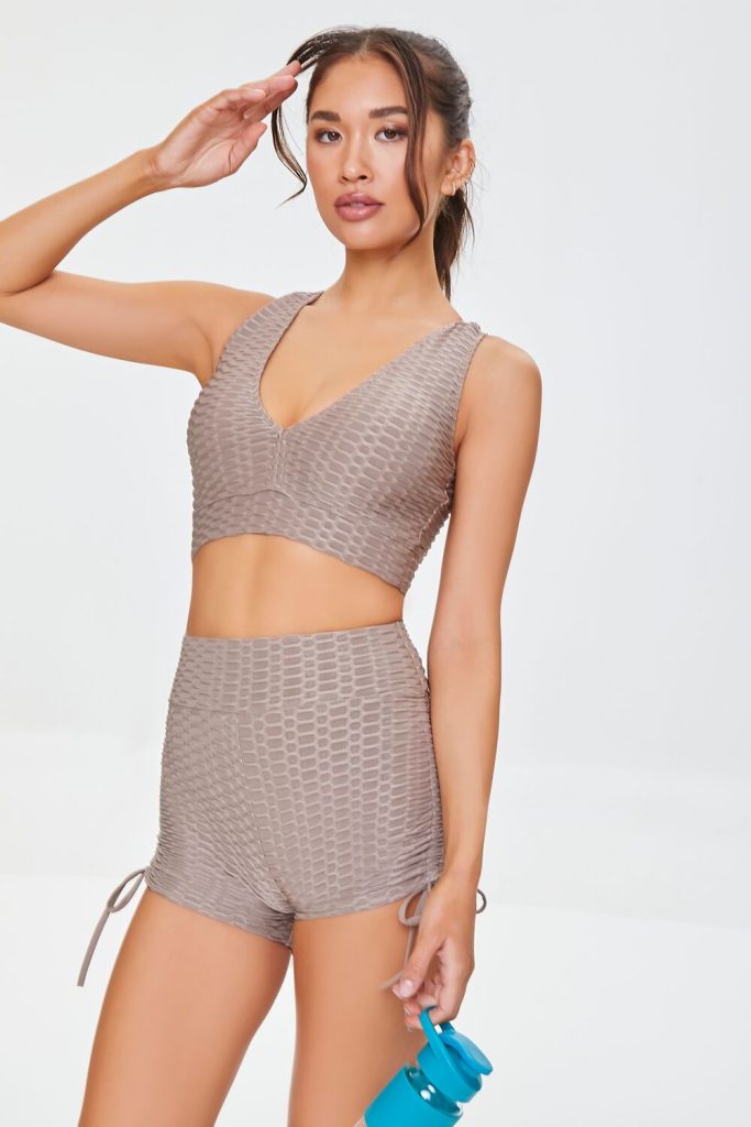 Active Honeycomb Drawstring Biker Shorts