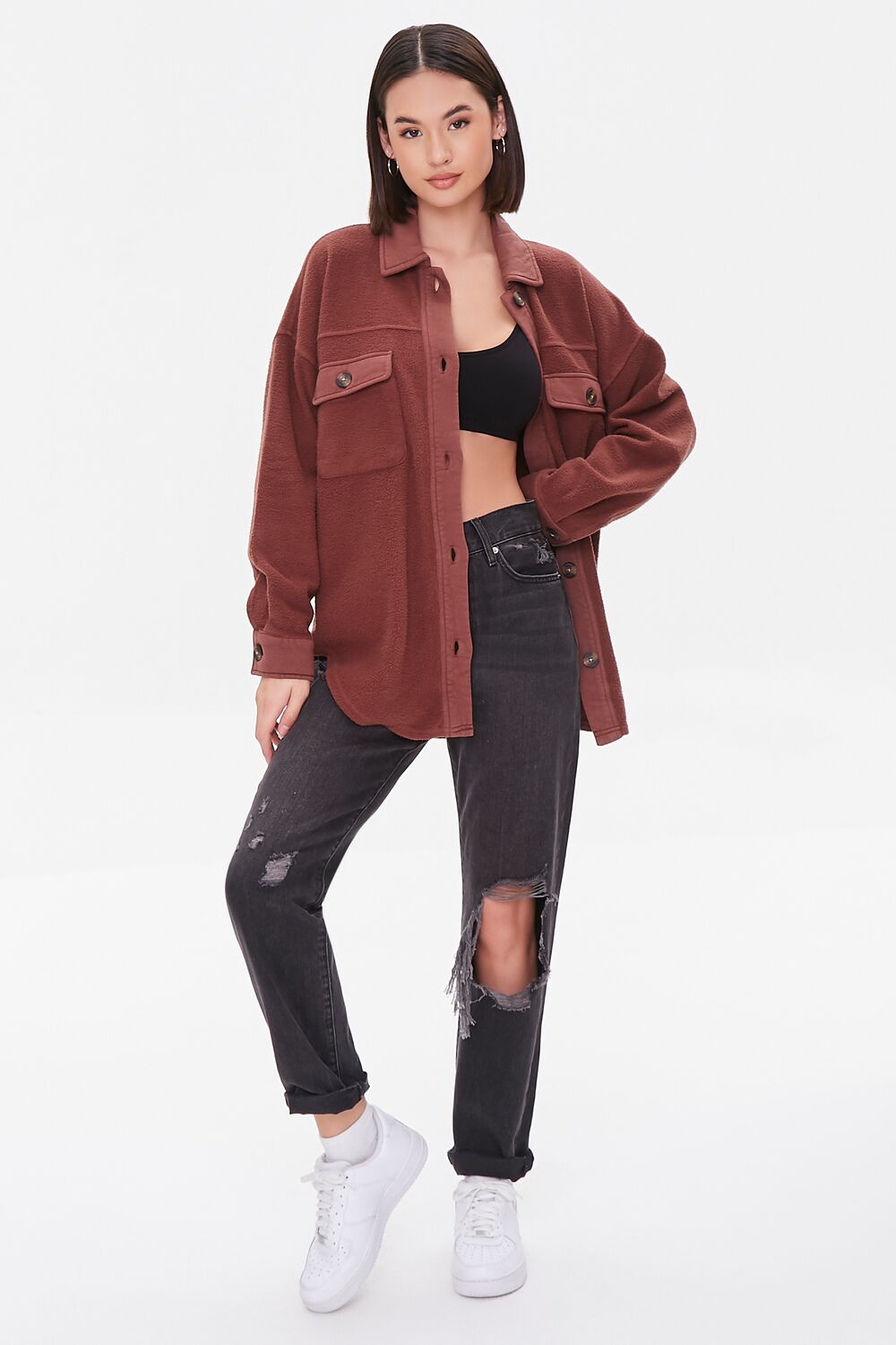 Fleece Button-Front Shacket - Image 10