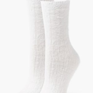 Fuzzy Knit Crew Socks