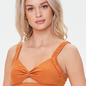 Terry Cloth Cutout Bikini Top