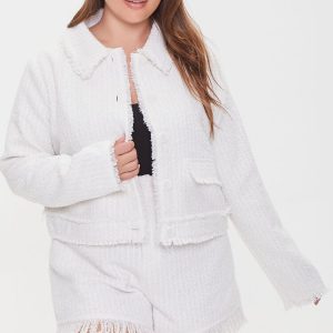 Plus Size Tweed Fringe Shorts