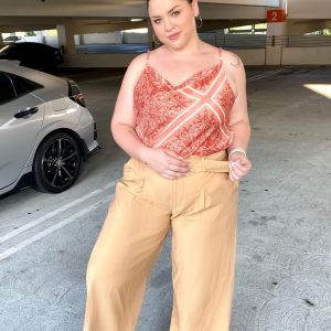 Plus Size Belted Wide-Leg Pants