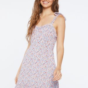 Floral Print Tie-Strap Mini Dress